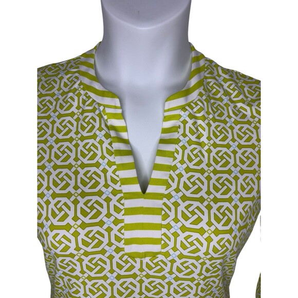 J. McLaughlin Womens Medium Geometrical Print 3/4 Sleeve Stretch Pullover Blouse - Picture 13 of 16